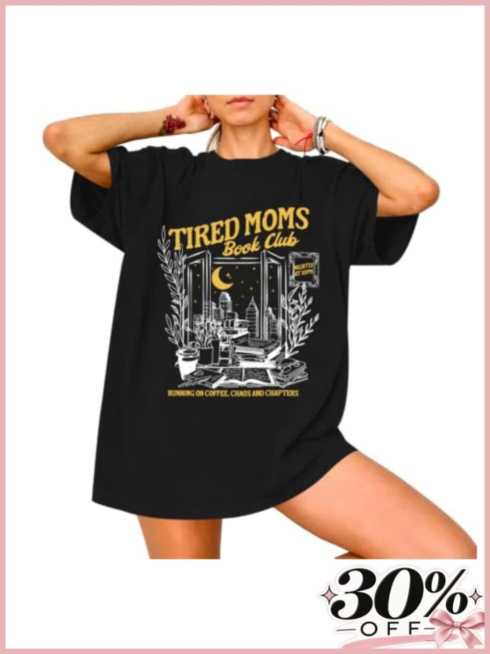 Funny Mom Book Club Graphic Tee Oversized Vintage Tshirt Casual Summer Top